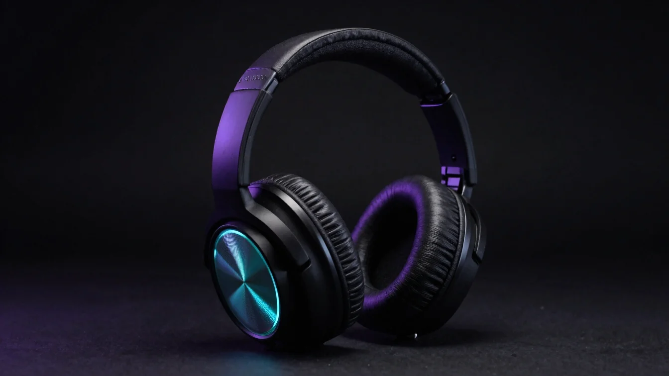Photorealistic studio over-ear monitor headphones on black with a